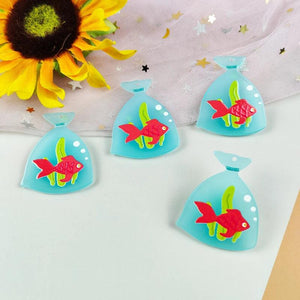 10pcs Fish In Water Bag Acrylic Charms for DIY Earring Keychains