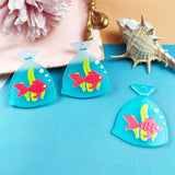 10pcs Fish In Water Bag Acrylic Charms for DIY Earring Keychains