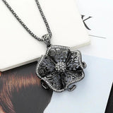 Vintage Flower Long Pendant Necklace Charms Sweater Christmas Accessories