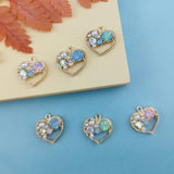 10pcs Heart Gilded Rose Quartz Crystal Charms for Jewelry Making DIY