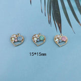 10pcs Heart Gilded Rose Quartz Crystal Charms for Jewelry Making DIY
