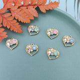 10pcs Heart Gilded Rose Quartz Crystal Charms for Jewelry Making DIY