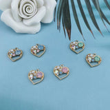 10pcs Heart Gilded Rose Quartz Crystal Charms for Jewelry Making DIY