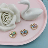 10pcs Heart Gilded Rose Quartz Crystal Charms for Jewelry Making DIY