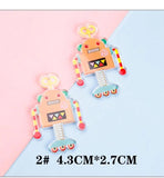 4pcs Acrylic Robot Charm Key Chain Jewelry Accessories DIY Pendant