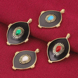 2pcs Vintage Oval Earring Charms Stainless Steel Natural Stone Pendants