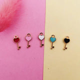 20pcs Heart Shape Key Enamel Pendants Charms for Jewelry DIY YZ861