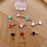 20pcs Heart Shape Key Enamel Pendants Charms for Jewelry DIY YZ861