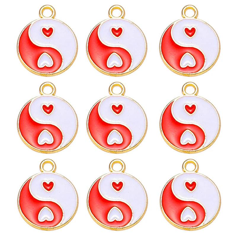 20pcs Enamel Heart Charm for Jewelry Making Necklace Bracelet Pendants
