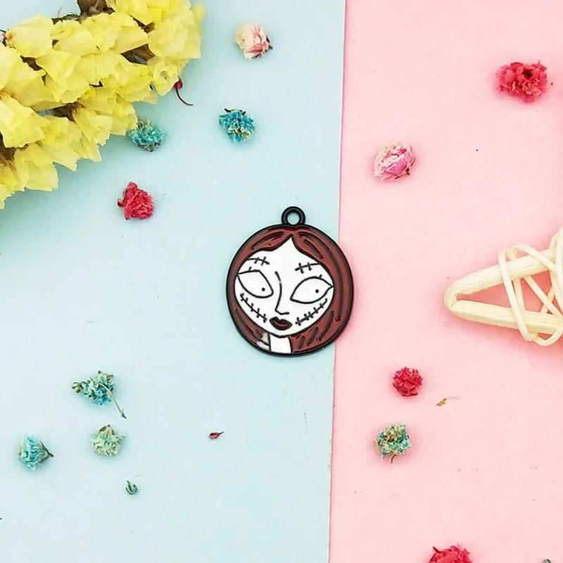 10pcs Girl Skull Mummy Enamel Charms Halloween Series Alloy Pendants