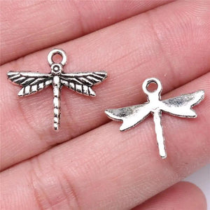 40pcs Dragonfly Charms DIY Jewelry Findings Antique Silver Alloy Pendant