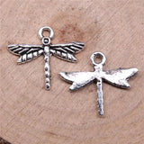 40pcs Dragonfly Charms DIY Jewelry Findings Antique Silver Alloy Pendant