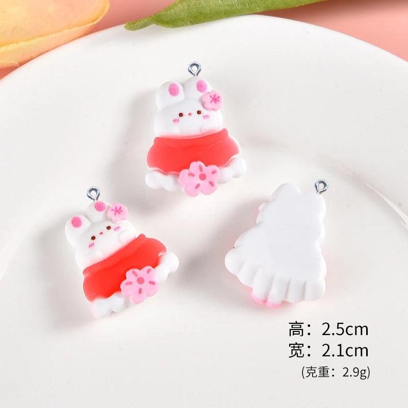 10Pcs Flower Bows Resin Charms For DIY Jewelry Making