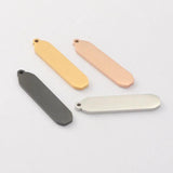 5pcs Stainless Steel 40*9mm Rectangle Charms Pendants for DIY Jewelry