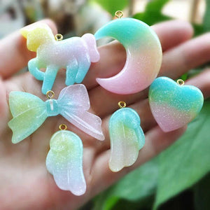 12pcs Unicom Heart Charms for Necklace Pendant Keychain