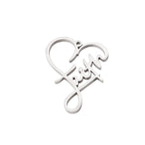 5pcs Stainless Steel Heart Shaped Faith Charms for Necklace 40*30mm