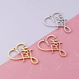 5pcs Stainless Steel Heart Shaped Faith Charms for Necklace 40*30mm