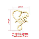 5pcs Stainless Steel Heart Shaped Faith Charms for Necklace 40*30mm