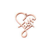 5pcs Stainless Steel Heart Shaped Faith Charms for Necklace 40*30mm
