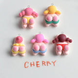10pcs Swimming Fitness Girl Resin Charms Sports Pendant DIY Jewelry Making