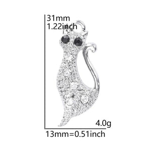 10pcs Cat Silver Crystal Rhinestone Charms Pendant