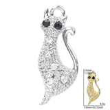 10pcs Cat Silver Crystal Rhinestone Charms Pendant
