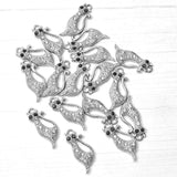 10pcs Cat Silver Crystal Rhinestone Charms Pendant