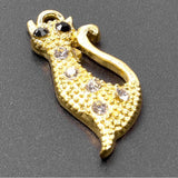 10pcs Cat Silver Crystal Rhinestone Charms Pendant
