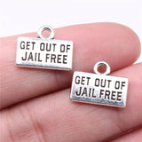 20pcs Get Out Of Jail Charms 15x12mm DIY Antique Silver Alloy Charms