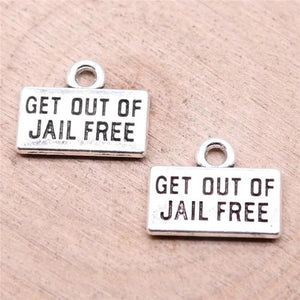 20pcs Get Out Of Jail Charms 15x12mm DIY Antique Silver Alloy Charms