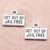 20pcs Get Out Of Jail Charms 15x12mm DIY Antique Silver Alloy Charms
