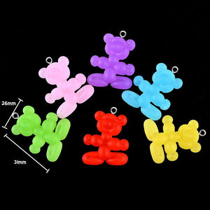 10pcs Colorful Animal Balloon Bear Resin Charms DIY Jewelry Making
