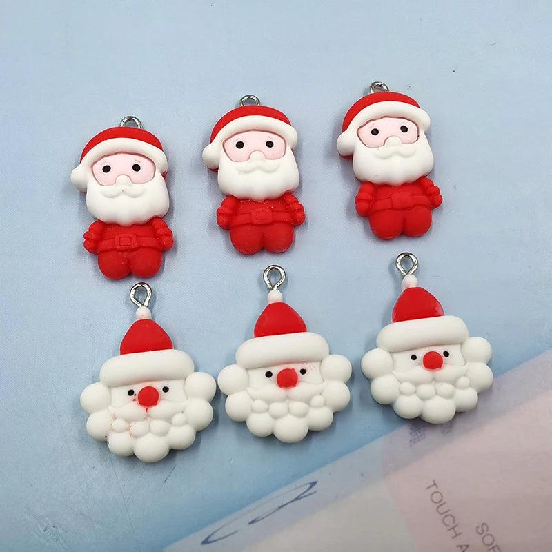 10pcs Santa Claus Head Charms for Jewelry Making