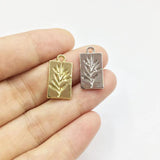 20pcs 10*16mm Grass Print Charms Pendant Jewelry DIY Necklace 2 Colors