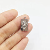 20pcs 10*16mm Grass Print Charms Pendant Jewelry DIY Necklace 2 Colors