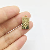 20pcs 10*16mm Grass Print Charms Pendant Jewelry DIY Necklace 2 Colors