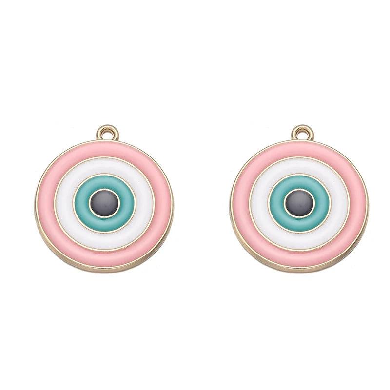 6pcs Enamel Evil Eye Charms Alloy Pendant DIY Earrings Bracelet Necklace