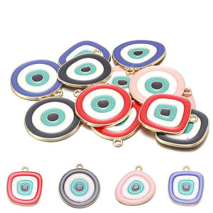 6pcs Enamel Evil Eye Charms Alloy Pendant DIY Earrings Bracelet Necklace