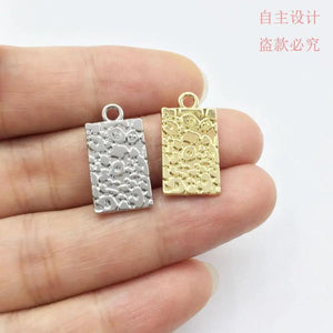 20pcs Water Wave Print Gold/Silver Plated Charms Pendant 10*18mm DIY Necklace