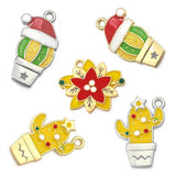 10pcs Enamel Cactus Charms Pendant Jewelry Making DIY Earrings