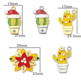 10pcs Enamel Cactus Charms Pendant Jewelry Making DIY Earrings
