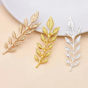 25 Pcs/Lot Metal Brass Stamping Olive Leaf Branches 19*64mm Jewelry Making