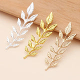 25 Pcs/Lot Metal Brass Stamping Olive Leaf Branches 19*64mm Jewelry Making
