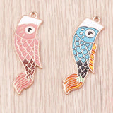 10pcs Japanese Carp Streamer Charm DIY Accessories Jewelry Making Findings