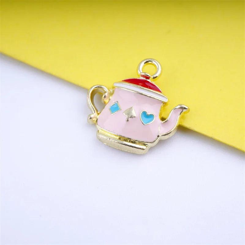 10pcs Cartoon Tea Cup Tea Pot Charm for DIY Jewelry Making