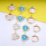 10pcs Cartoon Tea Cup Tea Pot Charm for DIY Jewelry Making