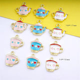 10pcs Cartoon Tea Cup Tea Pot Charm for DIY Jewelry Making