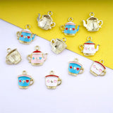10pcs Cartoon Tea Cup Tea Pot Charm for DIY Jewelry Making