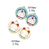 5pcs Round Cartoon Cat Charm for DIY Jewelry Making