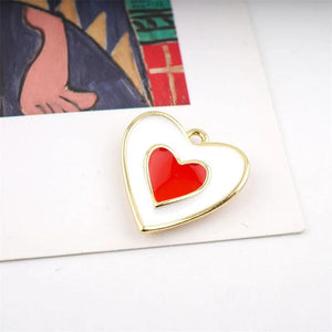 10pcs Enamel Double Heart Charm for DIY Earring Pendant Bracelet Necklace
